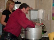 michael trying to balance his wine