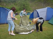 erecting tents