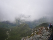 looking down from the arete