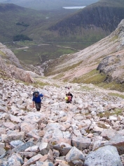 near the top of the coire