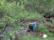 Maureen cooling her feet