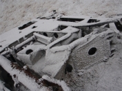 wreckage from plane crash just off summit