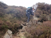 Maureen climbing out of the gorge