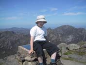 Ryan with Chir Mhor to the right and The Castles further right.