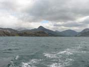 perfect weather at last but from the ferry on the way home notice snow